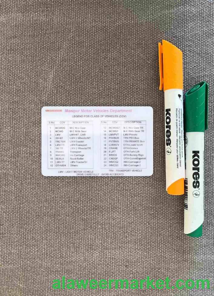 India Manipur state driving license photolook BACK